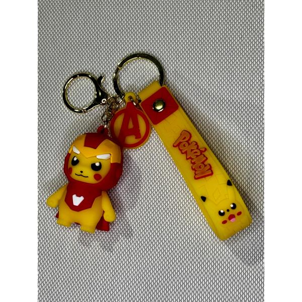 LLAVERO GOMA POKEMON DISFRAZADO DE IRON MAN #03