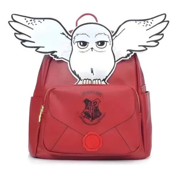 MOCHILA HARRY POTTER BUHO DE TELA BLANCO CON SOBRE BORDO