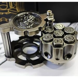 SET DE DADOS BALA POLIEDRICOS DE METAL CON CONTENEDOR DE CILINDRO GIRATORIO METAL