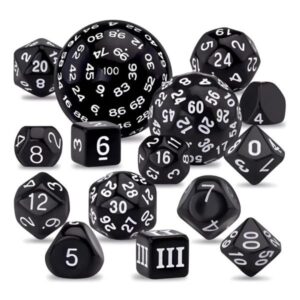 SET DE DADOS POLIEDRICOS 15 UNIDADES #03 BLANCO