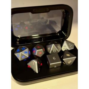 JUEGO DE 7 DADOS POLIEDRICOS CON LUZ LED RECARGABLES USB #04