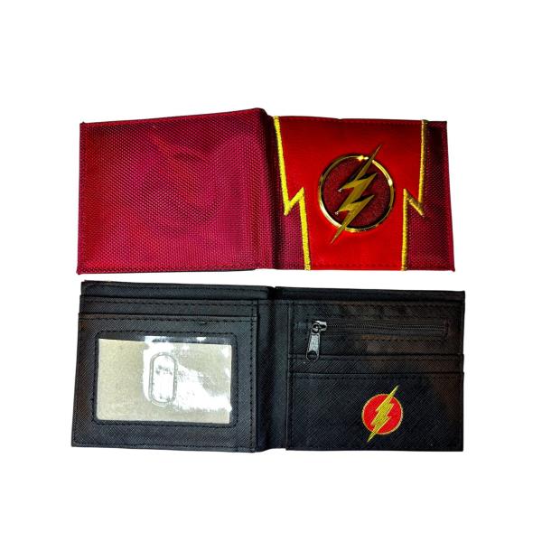 BILLETERA FLASH LOGO METÁLICO ROJO RELÁMPAGO