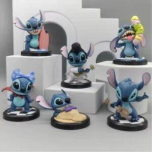 GASHAPONES STITCH 6PCS PVC HARD TOY SET WITH BASE SIZE 7 CM