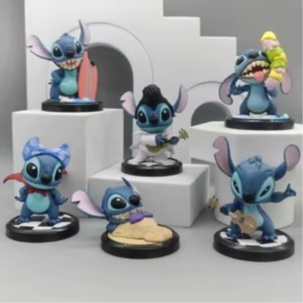 GASHAPONES STITCH 6PCS PVC HARD TOY SET WITH BASE SIZE 7 CM