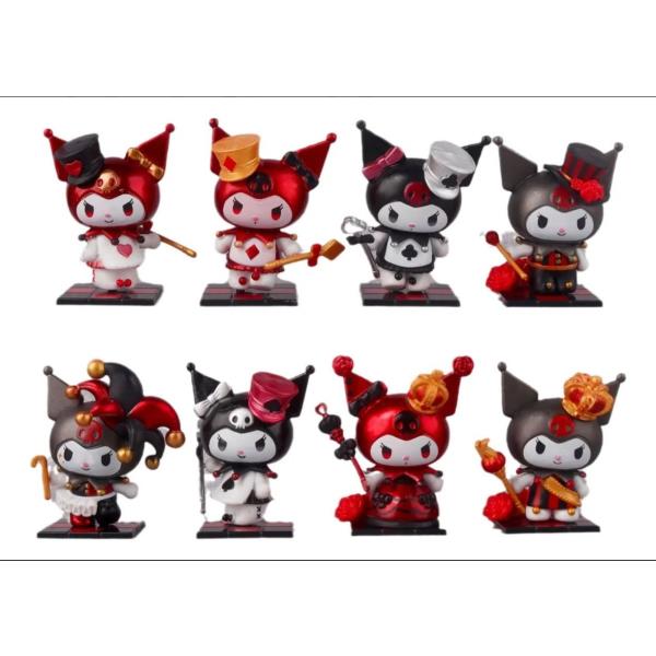 GASHAPONES MY MELODY KUROMI ARLEKIN 8PCS KURUMI HARD TOY SET WITH BASE SIZE 8 CM