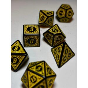 SET 7 DADOS ROL ESPECIALES #07 AMARILLO & NEGRO
