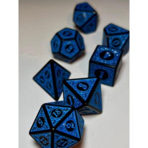 SET 7 DADOS ROL ESPECIALES #04 AZUL & NEGRO