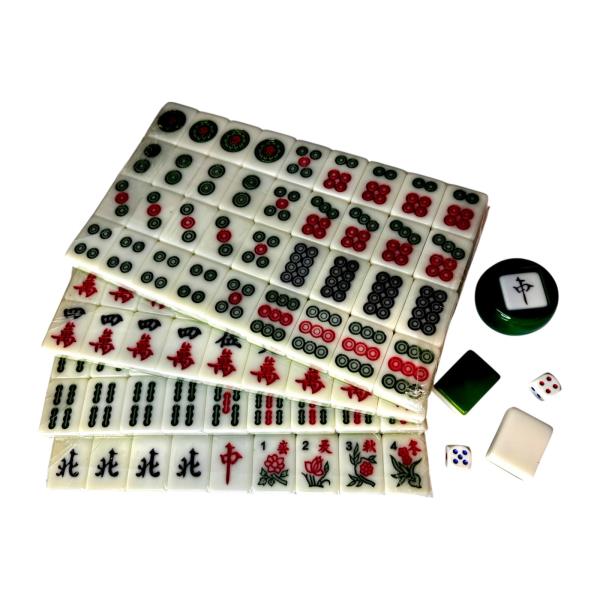 JUEGO MAHJONG 144PCS TRADICIONAL CAJA ROJA 30X23 CM - FICHAS 1.6X3 CM - G - Imagen 2