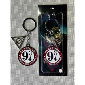 LLAVERO HARRY POTTER PLATFORMA 9 34 + RELIQUIA PLATA #01