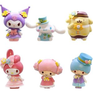 GASHAPONES MY MELODY KUROMI 6PCS PVC HARD TOY SIZE 7-9 CM