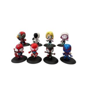 GASHAPONES SPIDERMAN 8 PCS PVC HARD TOY SET WITH BASE SIZE 10 CM