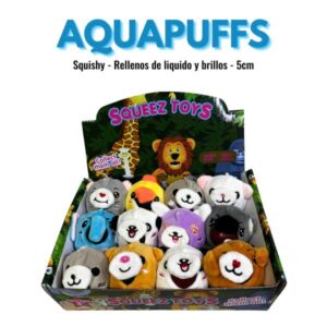 SET SQUISHY DE AGUA 5 CM AQUAPUFFS - CAJA CONTENEDORA 12 UNIDADES