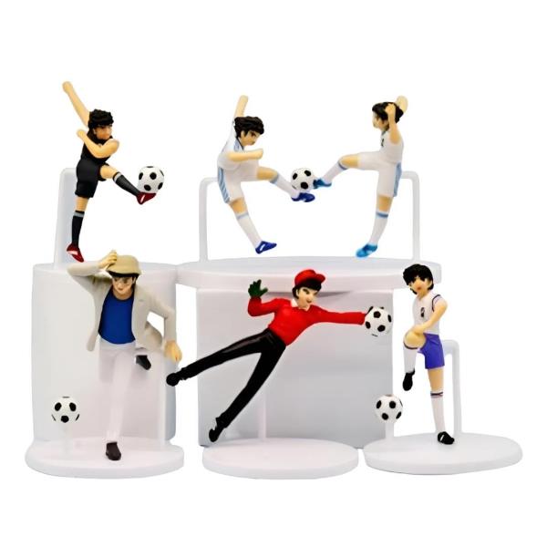 GASHAPONES CAPITAN TSUBASA - SUPER CAMPEONES 6PCS PVC HARD TOY SET WITH BASE SIZE 10 CM