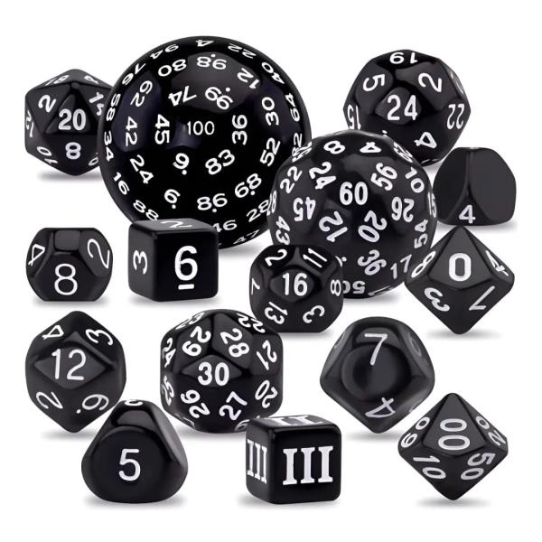 SET DE DADOS POLIEDRICOS 15 UNIDADES #03 BLANCO