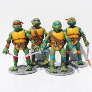 GASHAPONES TORTUGAS NINJA 4PCS SET NINJA TURTLE HARD TOY WITH BASE SIZE 15-16 CM