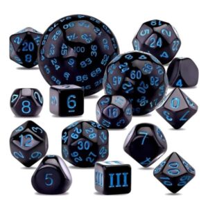 SET DE DADOS POLIEDRICOS 15 UNIDADES #02 AZUL