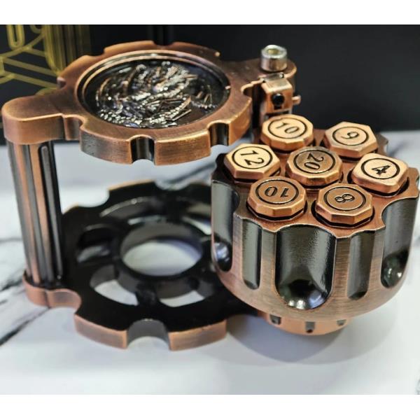 SET DE DADOS BALA POLIEDRICOS DE METAL CON CONTENEDOR DE CILINDRO GIRATORIO COBRE