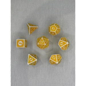 SET 7 DADOS ROL ESPECIALES #03 AMARILLO & BLANCO