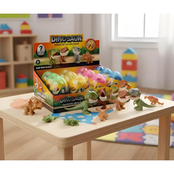 FIGURA DINOSAURIO MORDELONES HUEVO EN CAJA EXIBIDORA X 12 UNI