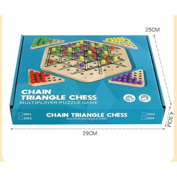 JUEGO DE AJEDREZ TRIANGULAR DE MADERA MULTIPLAYER SIZE 26X23 CM - Imagen 3