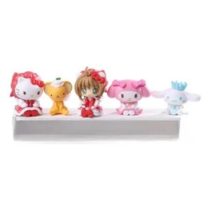 GASHAPONES KITTY MY MELODY KUROMI CINNAMOROL KERO & SAKURA 5PCS SIZE 3-4 CM