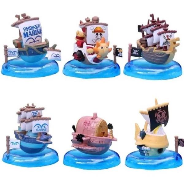 GASHAPONES ONE PIECE COLECCIÓN DE BARCO PIRATA 6PCS SIZE 8 CM CON CAJA X PCS + CAJA CONTENEDORA