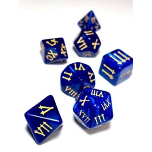 SET 7 DADOS ROL CON NUMEROS ROMANOS #02 AZUL