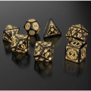 JUEGO DE 7 DADOS POLIEDRICOS CON LUZ LED RECARGABLES USB #02