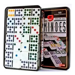 DOMINO DOBLE 9 - 55 FICHAS DE COLOR EN CAJA METALICA