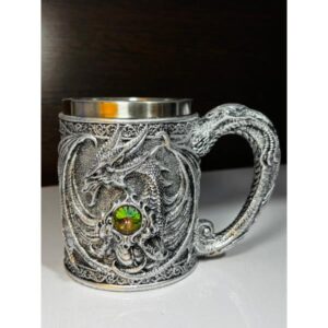 CHOPS MEDIEVAL DRAGON GRIS PLATA DE ACERO INOXIDABLE