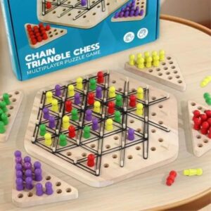 JUEGO DE AJEDREZ TRIANGULAR DE MADERA MULTIPLAYER SIZE 26X23 CM