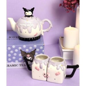 TAZA 3D CERÁMICA KUROMI JUEGO DE TETERA Y 2 TAZAS CON CAJA