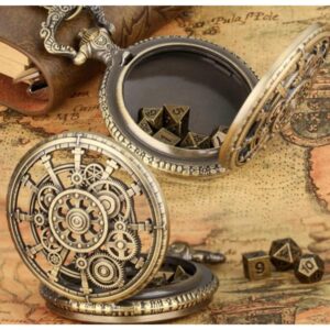 SET DE DADOS CON ESTUCHE DE RELOJ DE BOLSILLO HUECO