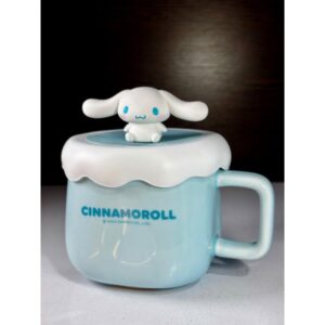 TAZA CERÁMICA MY MELODY - CINNAMOROLL CON TAPA DE SILICONA EN CAJA