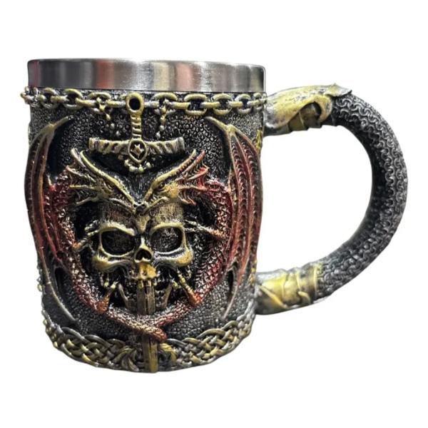 CHOPS MEDIEVAL ALAS DE DRAGON & CALAVERA NORDICA #01 DE ACERO INOXIDABLE
