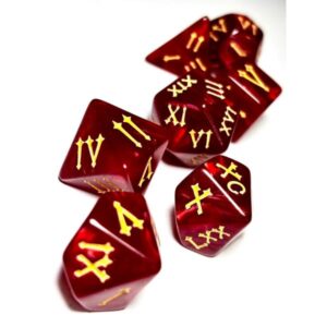 SET 7 DADOS ROL CON NUMEROS ROMANOS #01 ROJO
