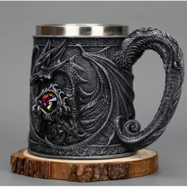 CHOPS MEDIEVAL DRAGON NEGRO DE ACERO INOXIDABLE
