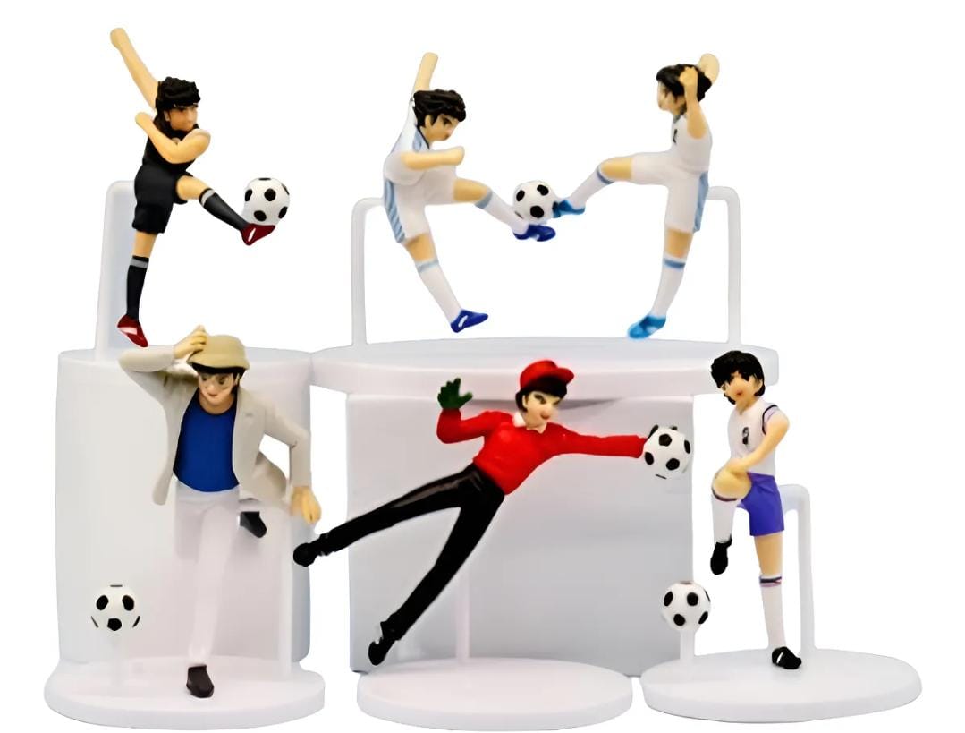 GASHAPONES CAPITAN TSUBASA - SUPER CAMPEONES 6PCS PVC HARD TOY SET WITH BASE SIZE 10 CM