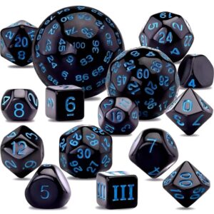 SET DE DADOS POLIEDRICOS 15 UNIDADES #02 AZUL
