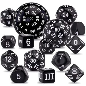 SET DE DADOS POLIEDRICOS 15 UNIDADES #03 BLANCO