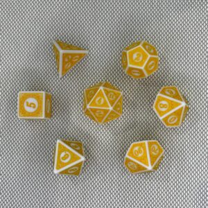 SET 7 DADOS ROL ESPECIALES #03 AMARILLO & BLANCO