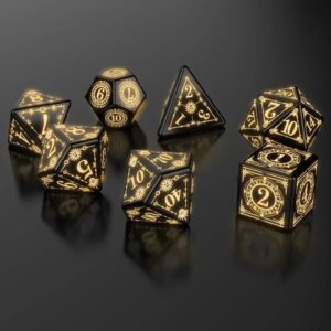 JUEGO DE 7 DADOS POLIEDRICOS CON LUZ LED RECARGABLES USB #02
