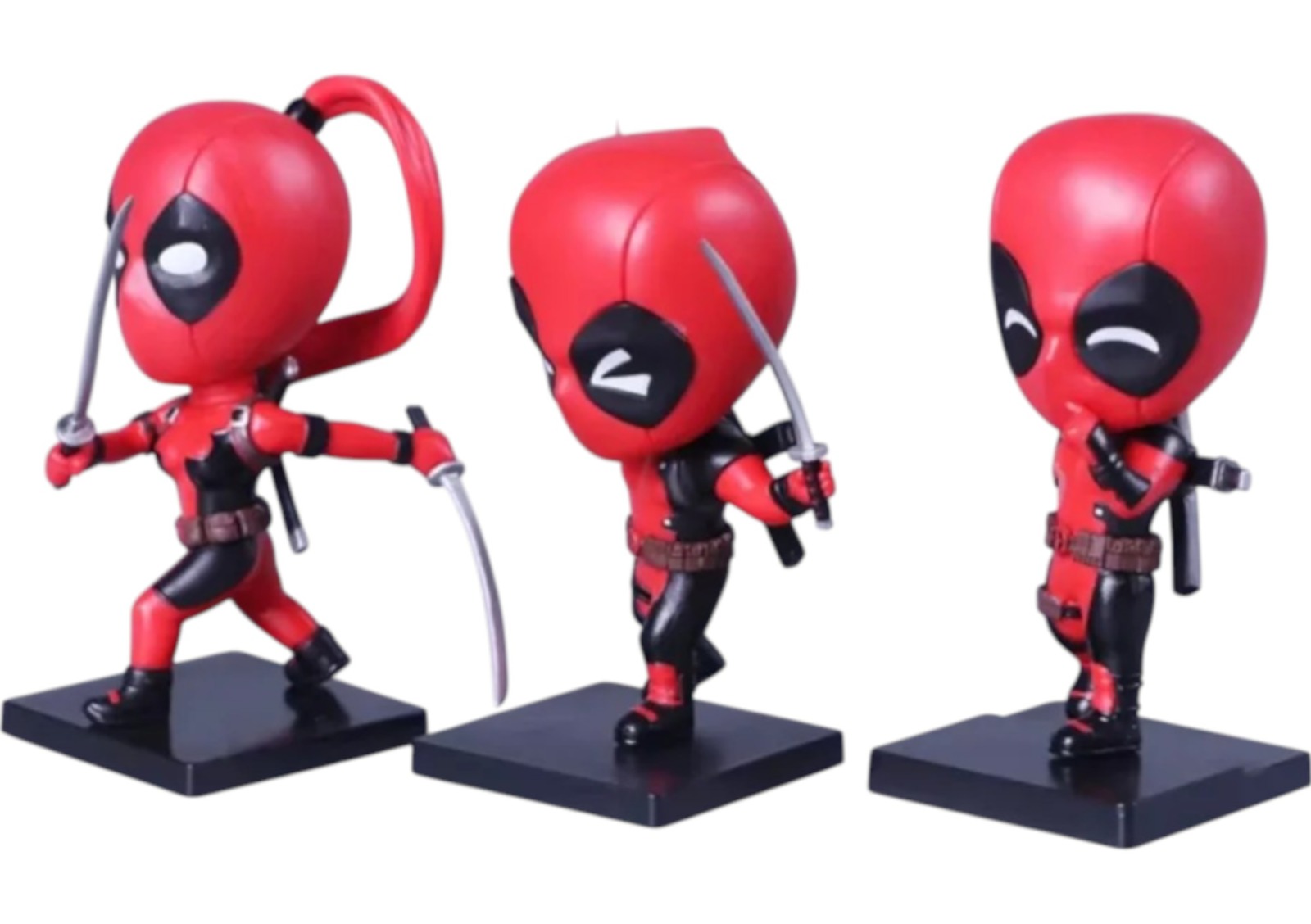 GASHAPONES DEADPOOL 3PCS PVC HARD TOY SET WITH BASE SIZE 7 CM