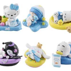 GASHAPONES KITTY & MY MELODY KUROMI 6PCS SIZE 6 CM