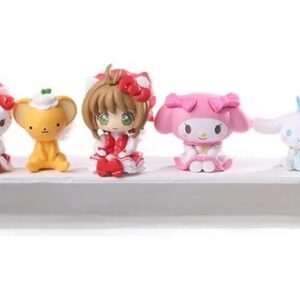 GASHAPONES KITTY MY MELODY KUROMI CINNAMOROL KERO & SAKURA 5PCS SIZE 3-4 CM