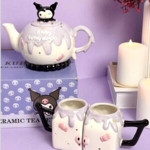 TAZA 3D CERÁMICA KUROMI JUEGO DE TETERA Y 2 TAZAS CON CAJA
