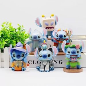 GASHAPONES STITCH DISFRAZADOS 6PCS PVC HARD TOY SET WITH BASE SIZE 8-9 CM