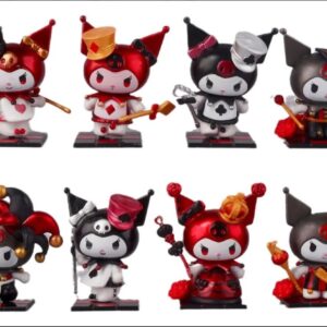 GASHAPONES MY MELODY KUROMI ARLEKIN 8PCS KURUMI HARD TOY SET WITH BASE SIZE 8 CM