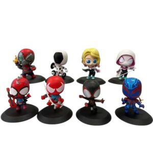 GASHAPONES SPIDERMAN 8 PCS PVC HARD TOY SET WITH BASE SIZE 10 CM