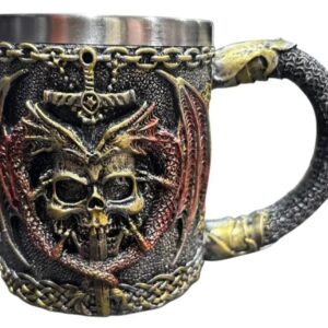 CHOPS MEDIEVAL ALAS DE DRAGON & CALAVERA NORDICA #01 DE ACERO INOXIDABLE